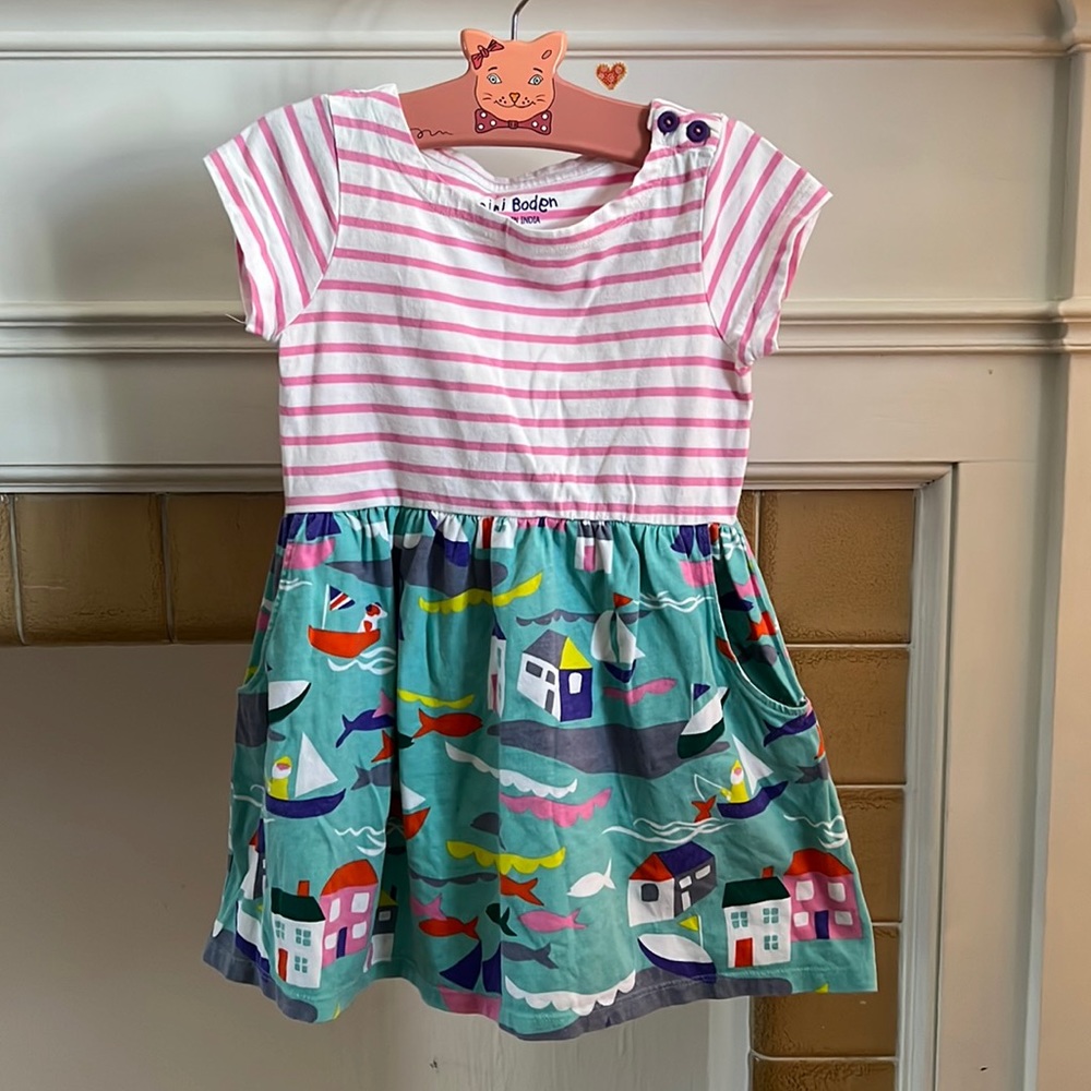 Mini Biden Nautical Print Dress 4-5Y